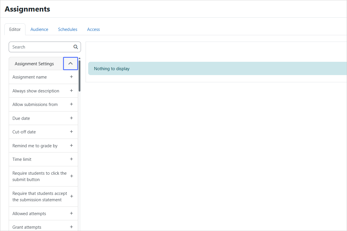 Showing/Hiding Assignment Settings (Edit Mode)