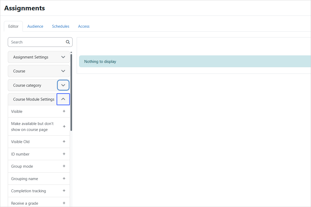 Showing/Hiding Course Module Settings (Edit Mode)