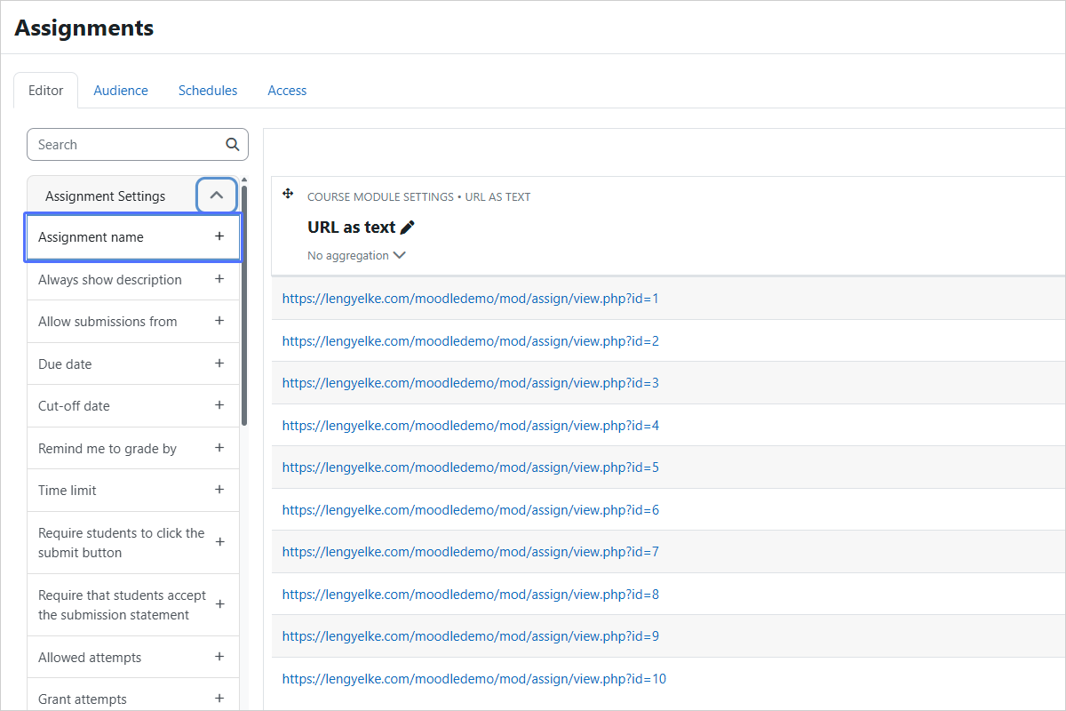 Adding the 'Assignment name' Column