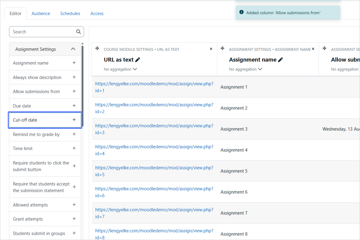 Adding the 'Cut-off date' Column