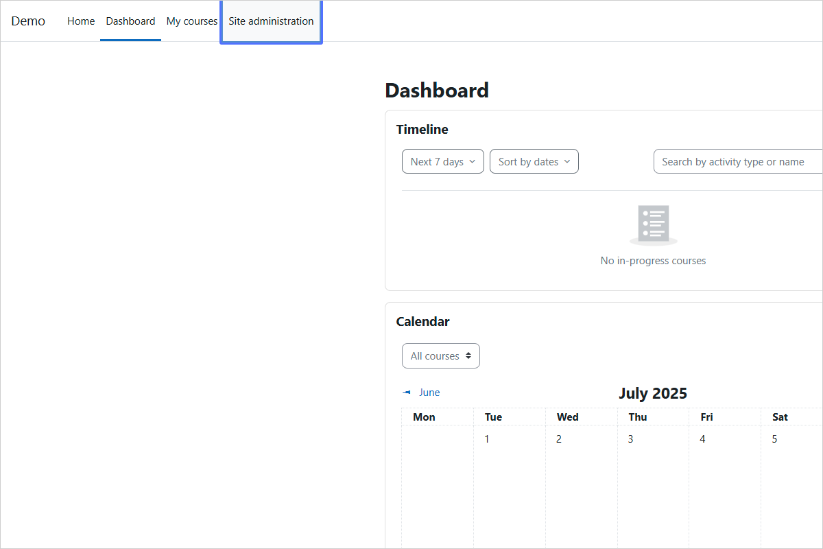 Accessing Site Administration