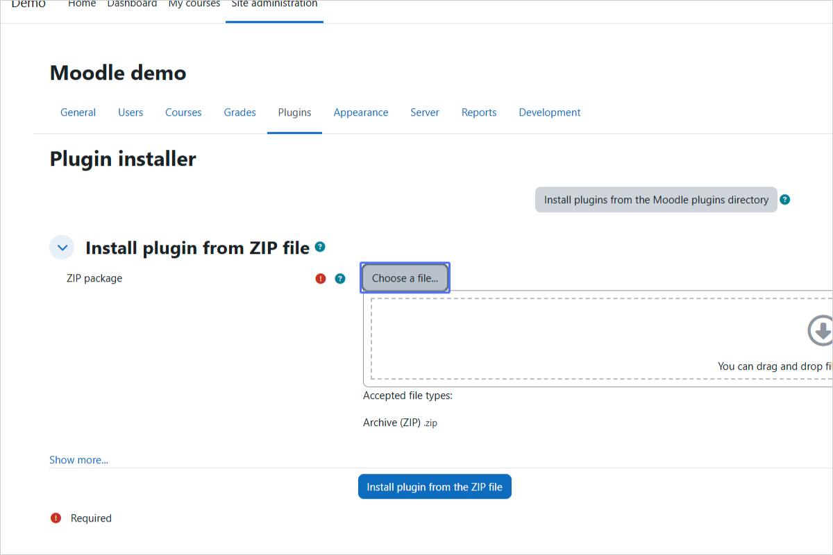Choosing a File to Upload