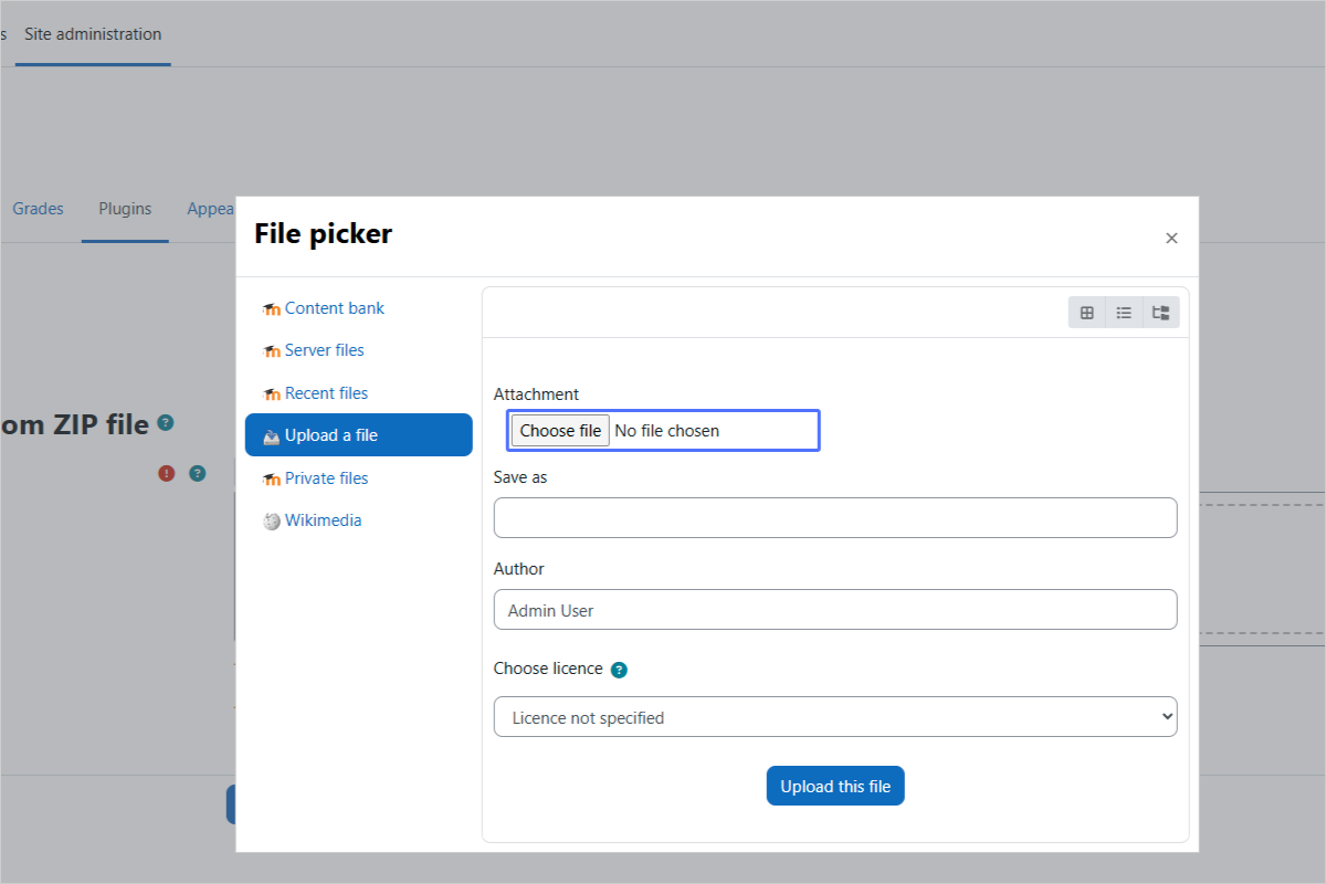 Selecting the Downloaded Plugin File