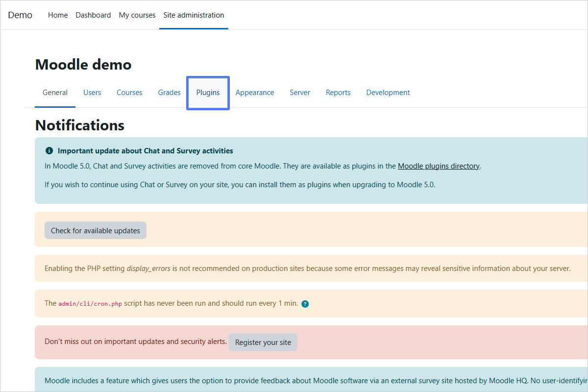 Returning to the Plugins Page