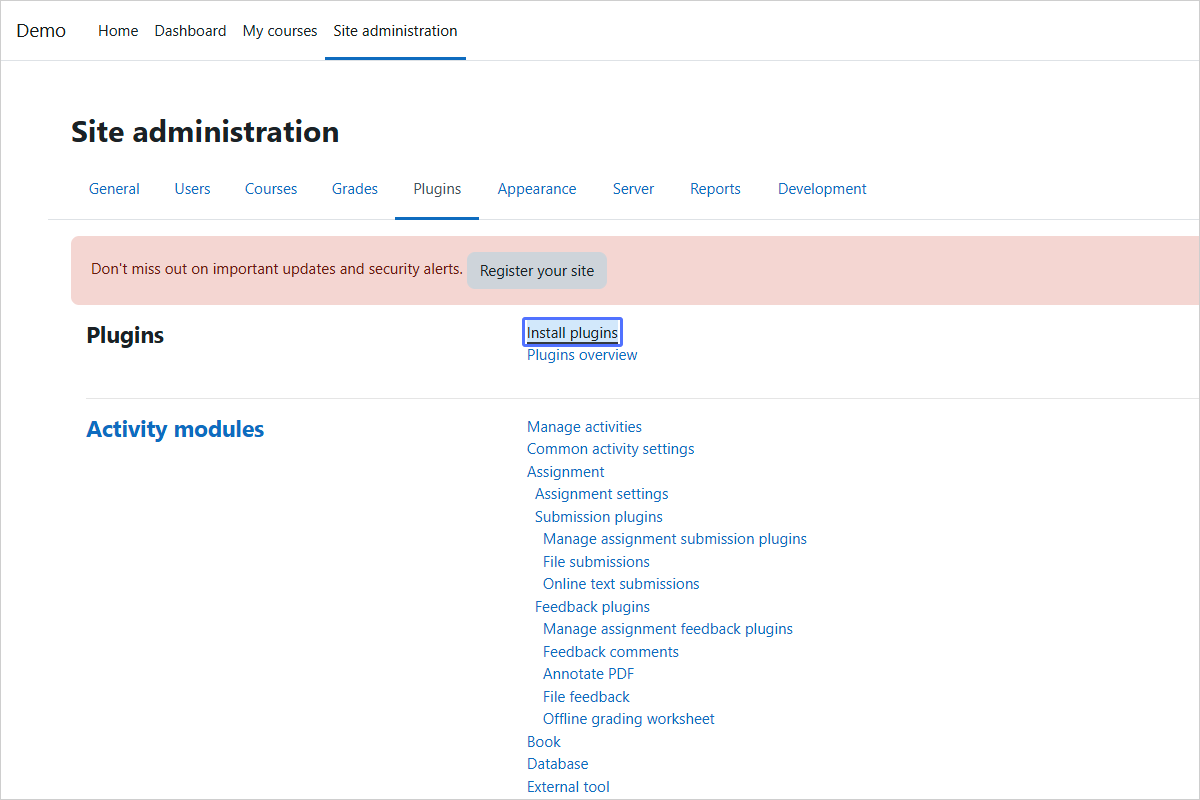 Accessing the Plugin Installation Page