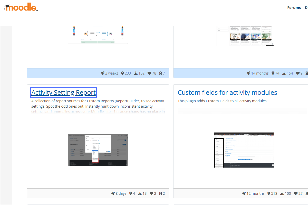 Selecting the Activity Setting Report Plugin